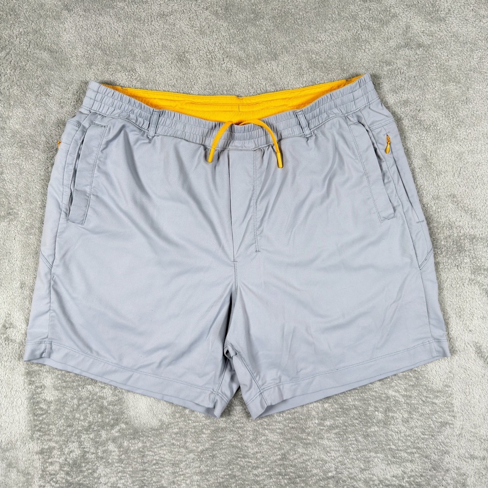 Birddogs Shorts Mens 3XL Gray Yellow Regular Lined Performance Zip Pocket Active